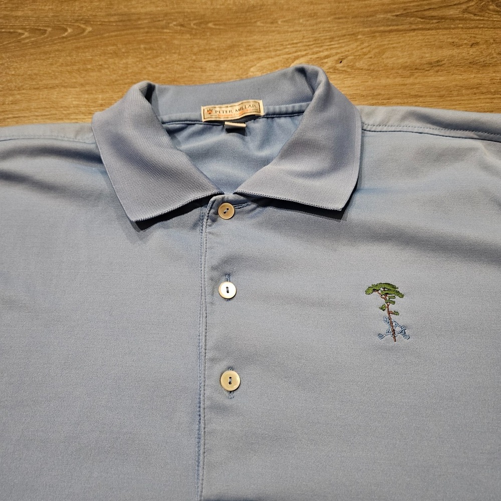 Peter Millar Summer Comfort Polo Shirt Mens Large Blue Golf Performance Polo - Picture 2 of 9